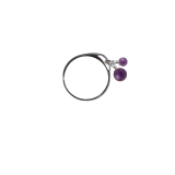 絆リング9号（6mm・4mm）シルバー925紫色アメジストリング