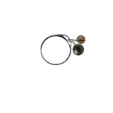 絆リング11号（8mm・6mm）シルバー925マイナスの感情を払うオブシディアン・スモーキークォーツリング